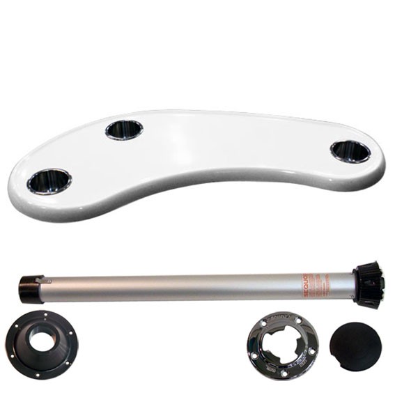 Complete white kidney table with stainless steel cupholders